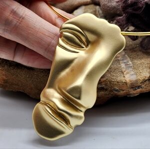 Large Cameo Human Face Neiman Marcus Jewelry Gold Necklace